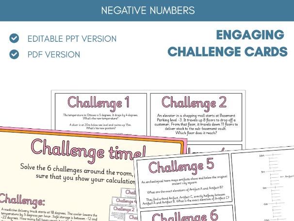 Negative Numbers | Card Challenges | Place Value