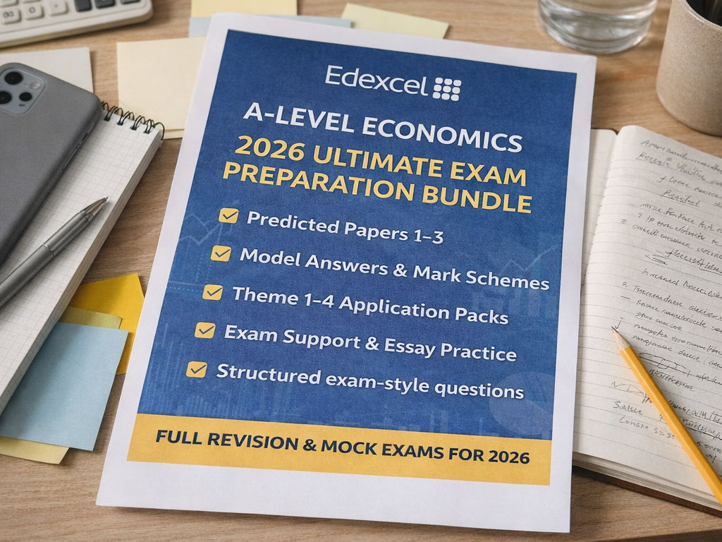 Edexcel A-Level Economics 2026 Ultimate Exam Bundle – Predicted Papers 1–3, Application Packs & Mark Schemes