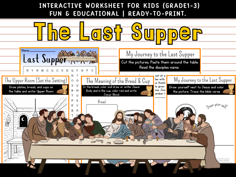 The Last Supper Bible Worksheet | Holy Week Activity Pack (Kindy-Grade 3)