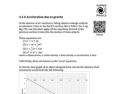 Acceleration due to gravity