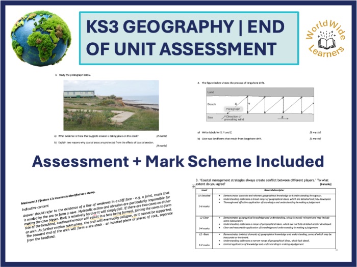 Geography – Coasts End-of-Unit Test (30-Mark Assessment with Skills & Knowledge Questions)