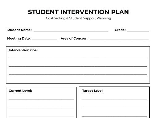 Student Intervention Plan Template | Goal Setting & Support Planning