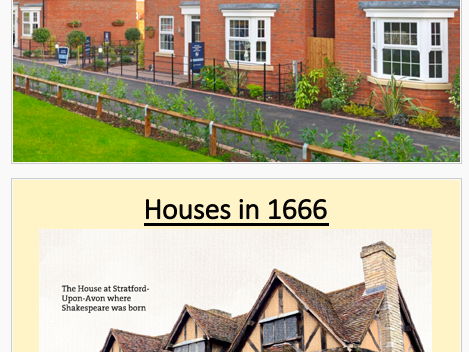 Great Fire of London history- present past, houses