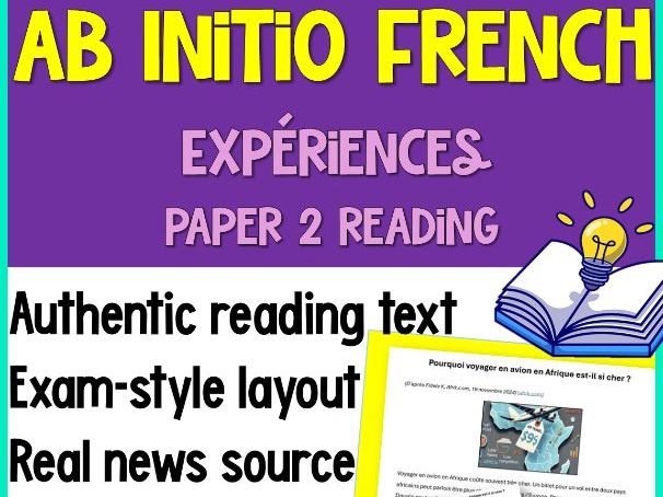 *FREEBIE* IB French Ab Initio Reading Text | Exam-Style | Test Prep | Experiences