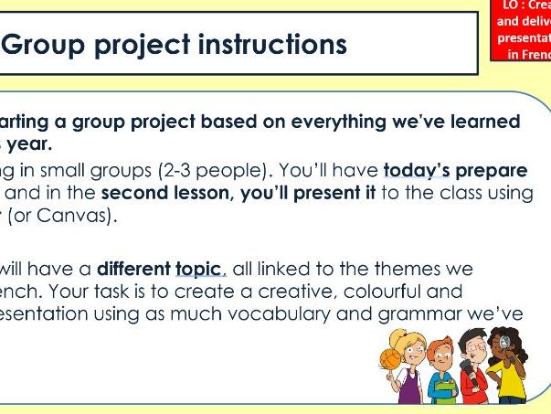 Studio 1 rouge - End of Year Group Project - KS3 Y7 French Revision PPT