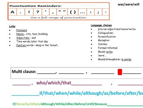 Year 6 Writing Grammar Toolkit OOP