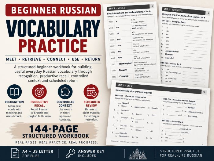 Russian Vocabulary Practice Workbook