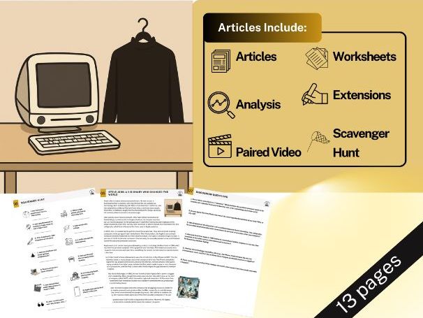 Steve Jobs Informational Text - Worksheets, Article, Video, Scavenger Hunt