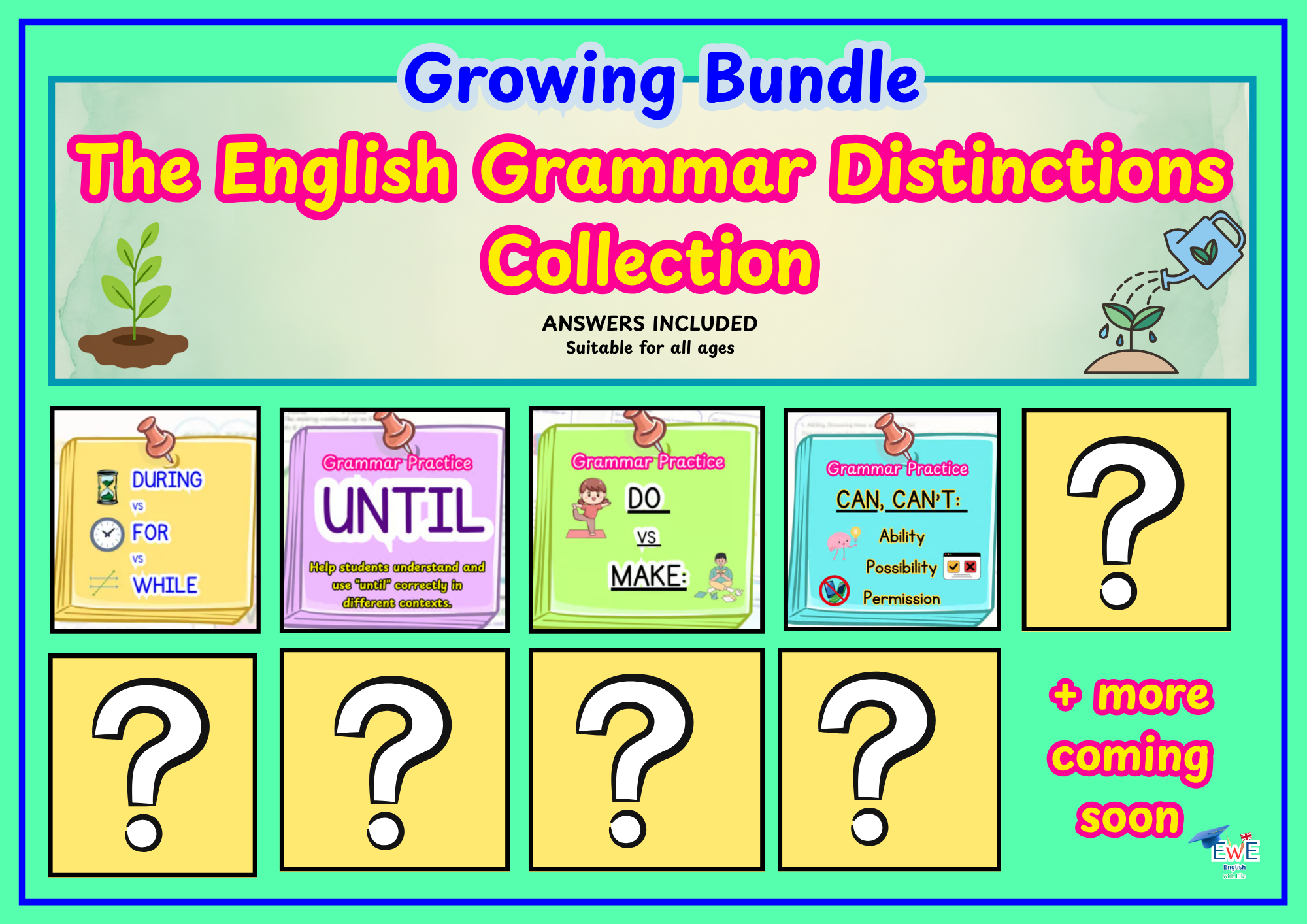 Growing Grammar Bundle | ELA & ESL Grammar Practice | Worksheets + Answer Keys