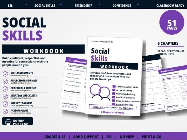 Social Skills Workbook for Students | SEL, Communication & Friendship Activities