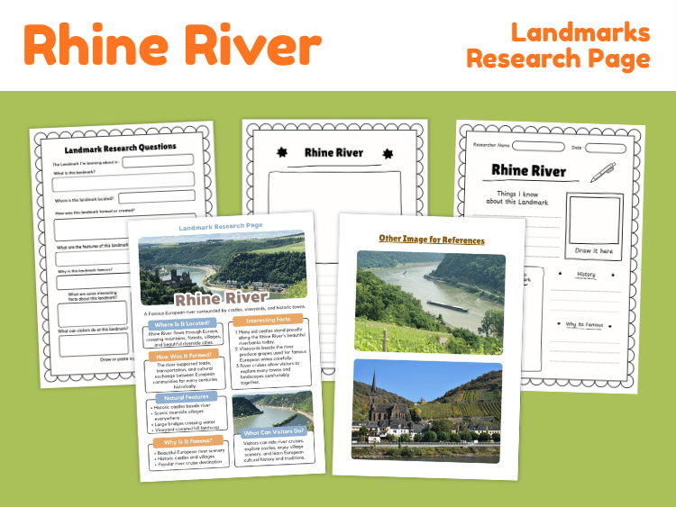 Rhine River Landmark Research Project | Geography Worksheets