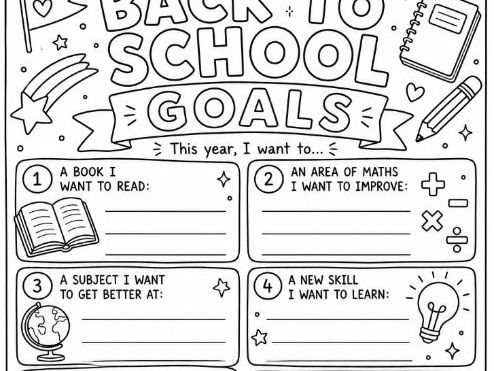 Back to School Goal Setting Worksheet First Day