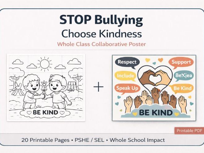 STOP Bullying – Choose Kindness Collaborative Poster | Anti-Bullying Week Whole School Display | PSH