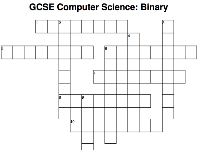 GCSE Computer Science crossword: Binary