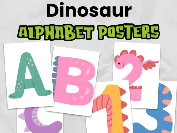 Dinosaur Alphabet & Number Posters | EYFS & KS1 Classroom Display | Dinosaur-Themed Classroom Decor
