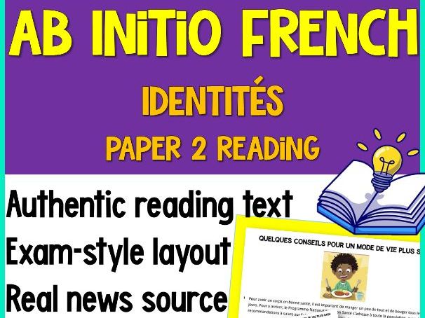 IB French Ab Initio Reading Activity |Healthy Eating(Authentic Text) | Exam Prep