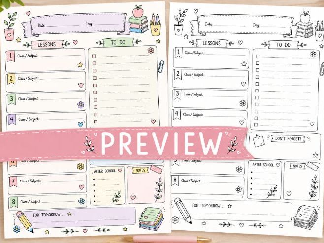 8-Lesson Teacher Daily Planner | Printable