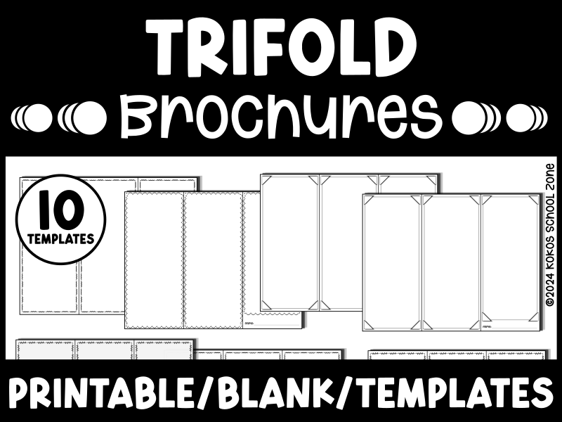Tri Fold Brochure Blank Organizer Templates - Printable -