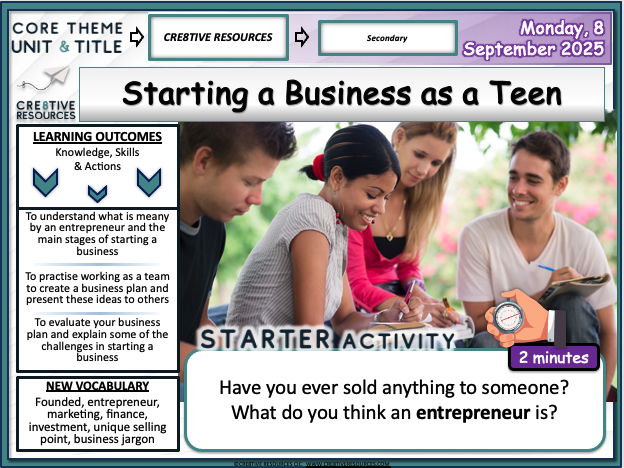 Starting a Business as a Teenager - Careers Enterprise Lesson