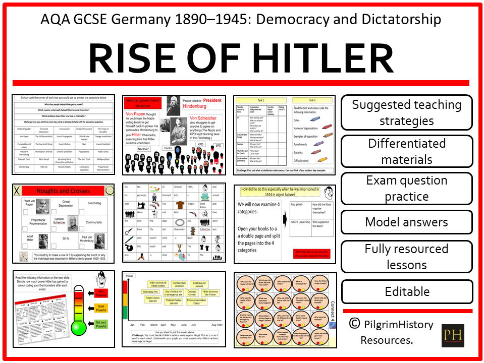 AQA GCSE Germany 1890–1945: Democracy and Dictatorship – Collapse of Weimar & Rise of Hitler Lessons & Resources Bundle