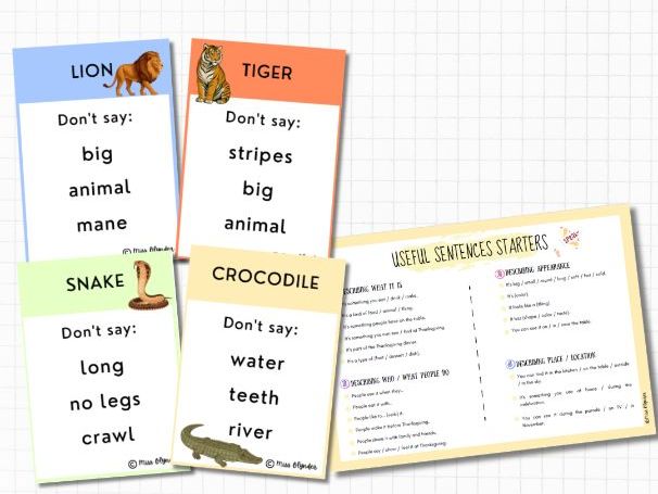 Wild Animals Taboo Game – ESL Speaking Activity | Vocabulary Game | No Prep | KS2