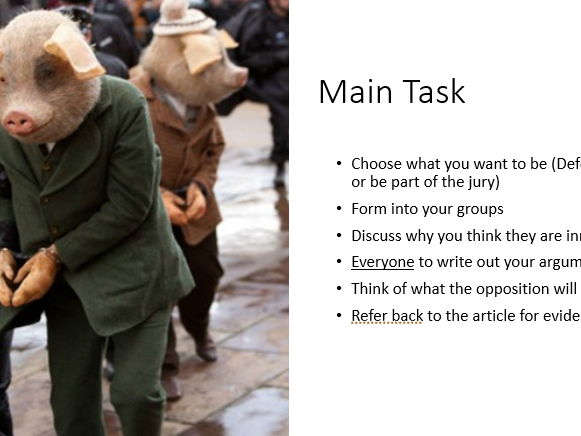 Writing for Argument: Three Little Pigs Court Case Role Play