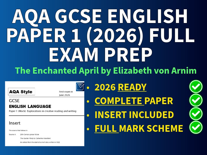 AQA Style GCSE English Language Paper 1 (2026) – Enchanted April – Practice Paper Inc Mark Schemes