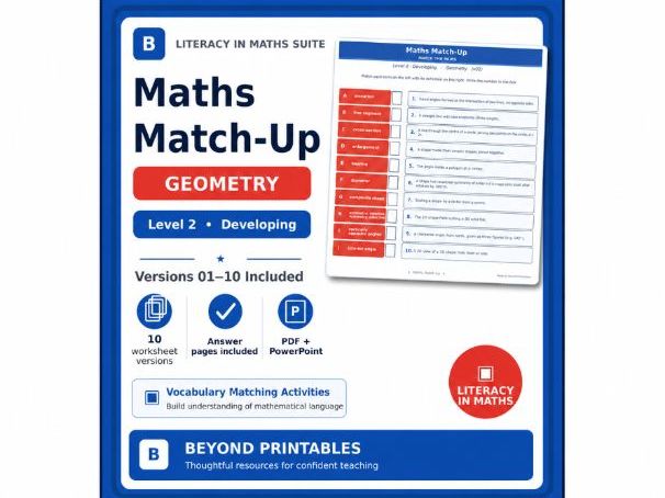 Geometry Vocabulary Match-Up – Level 2 Developing | PDF, Answers & PowerPoint