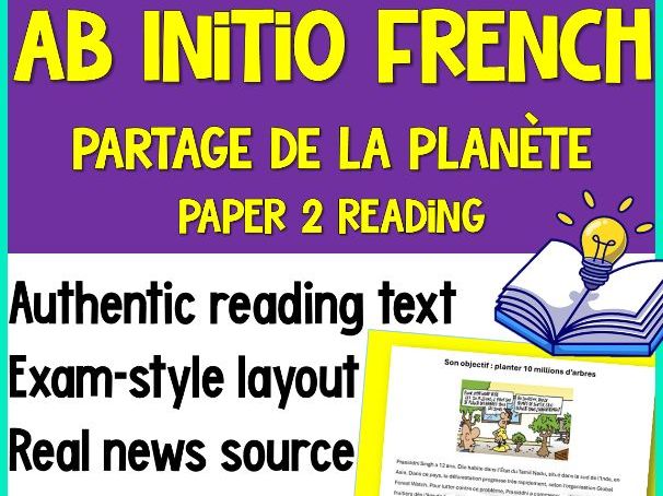 IB French Ab Initio: Reading Text |Test prep |Partage de la Planete |Environment