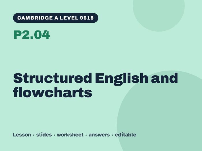 Cambridge A Level Computer Science 9618 – P2.04 Structured English and flowcharts