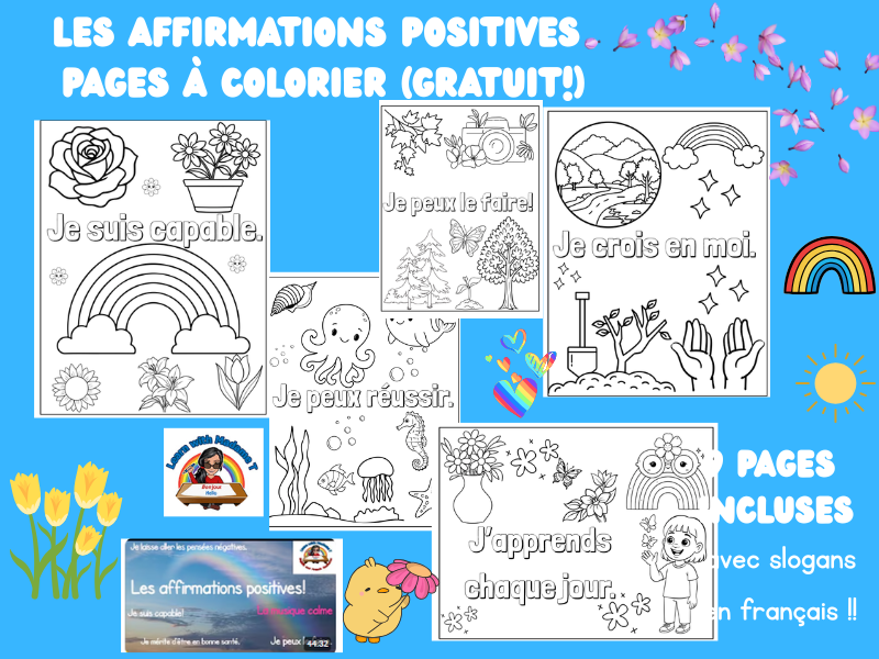 Les Affirmations Positives / French Coloring FREEBIE/