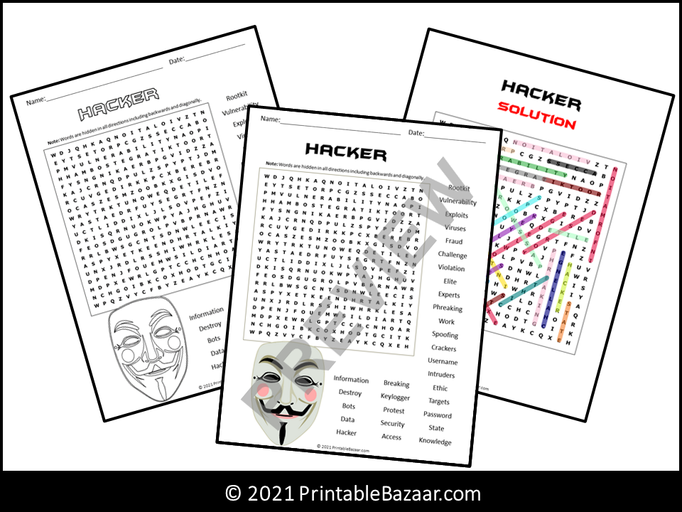 Hacker Word Search Puzzle | Teaching Resources