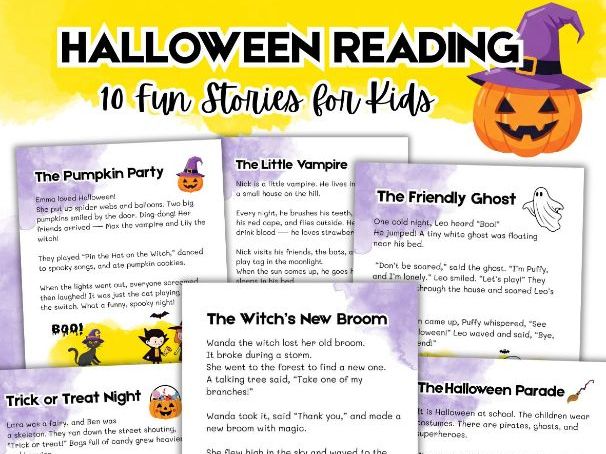 Halloween Reading Comprehension Bundle – 10 Fun Stories for Kids