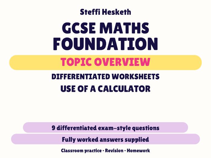 GCSE Foundation Use of a Calculator | Topic Overview Differentiated Worksheet
