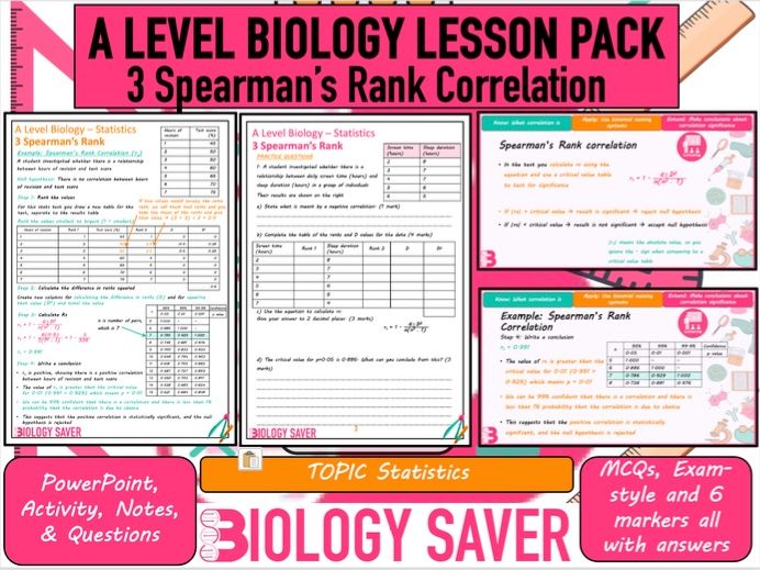 A Level Bio Lesson - Stats 3 Spearman's Rank Correlation