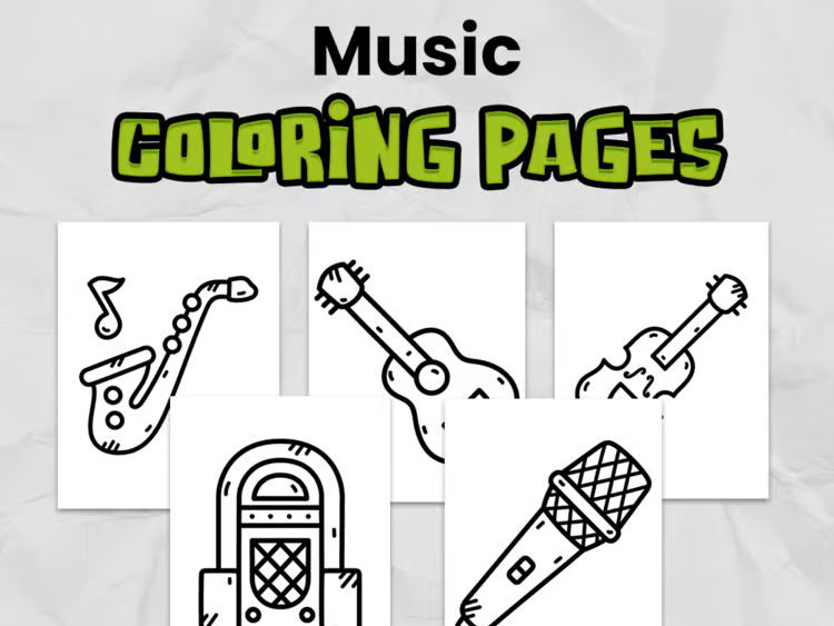 Music Coloring Pages | Easy Printable for Kindergarten & Elementary