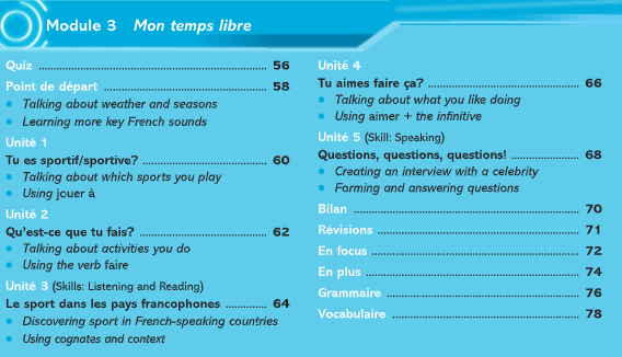 Dynamo 1: Module 3. Mon temps libre. Point de départ and Units 1-5