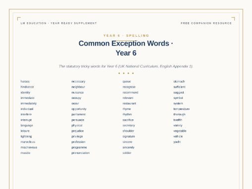 Year 6 Common Exception Words