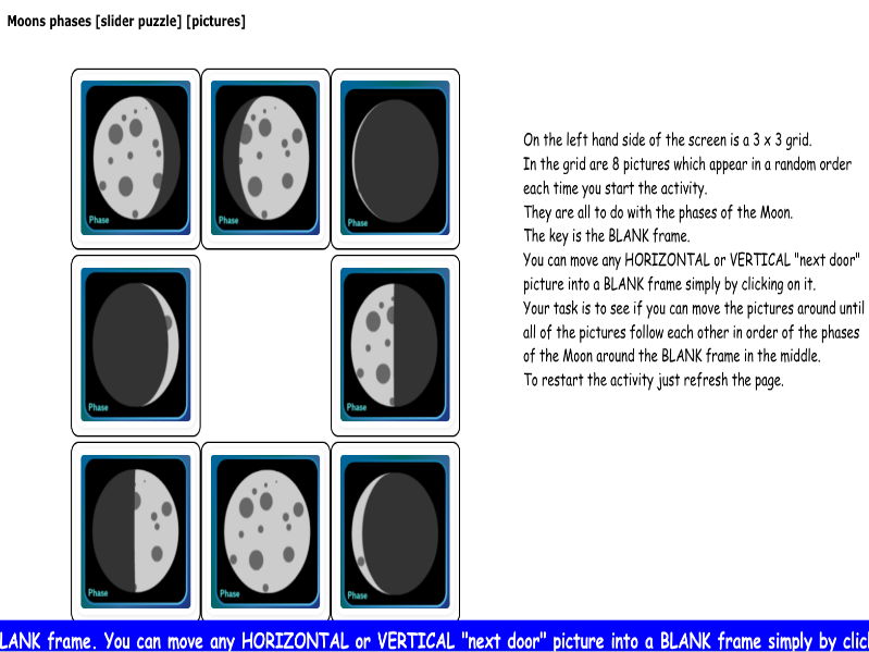 Moon phases [slider puzzle] [word pictures]