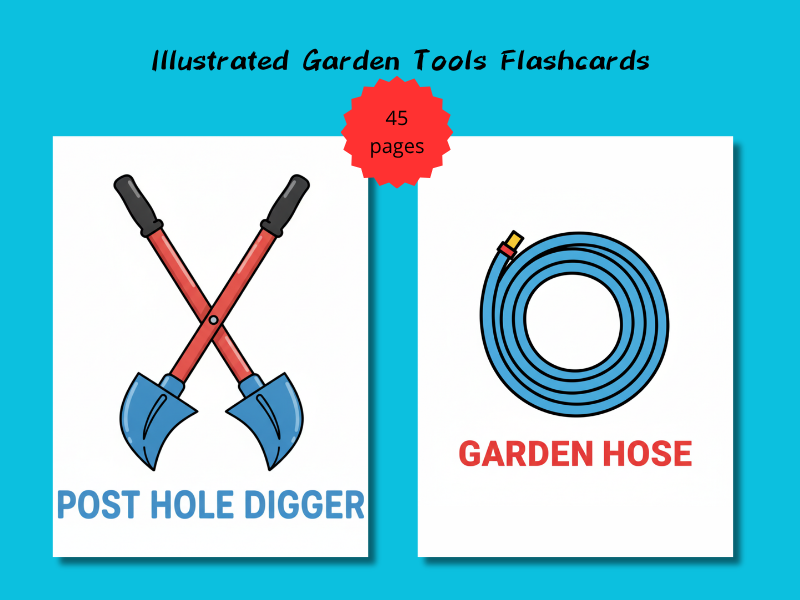 Illustrated Garden Tools Flashcards