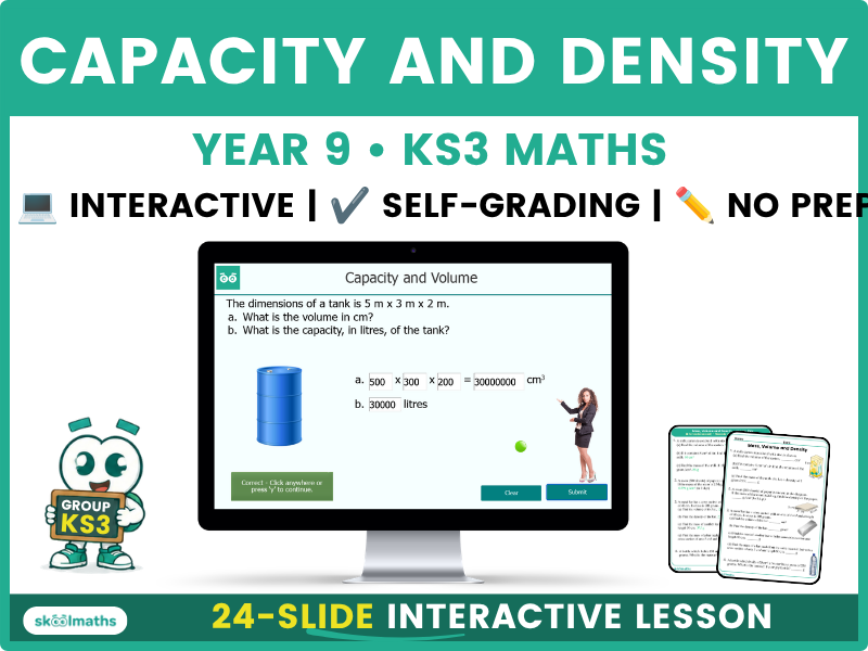 Calculating Capacity and Density -  KS3 Interactive Maths Lesson and Activities