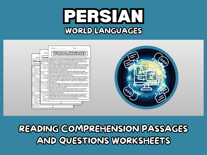 Persian - World Languages Reading Comprehension Passages and Questions Worksheets