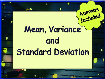 Mean, Variance and Standard Deviation