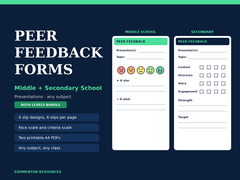 Peer Feedback Forms - Middle & Secondary School