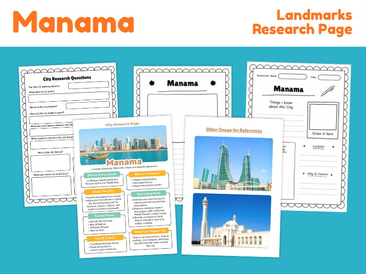 Manama City Research Project | Bahrain Landmarks & Geography Worksheets