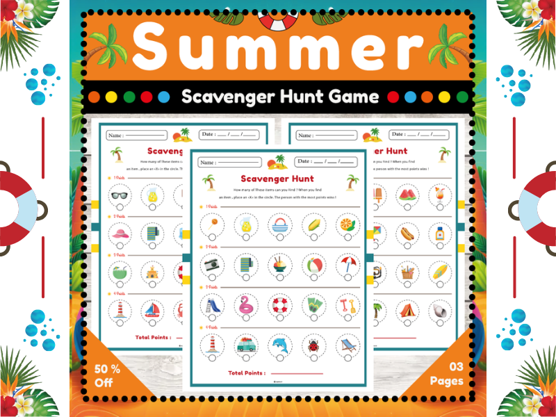 Summer Scavenger Hunt Game : End of the Year Activities for Early Finishers