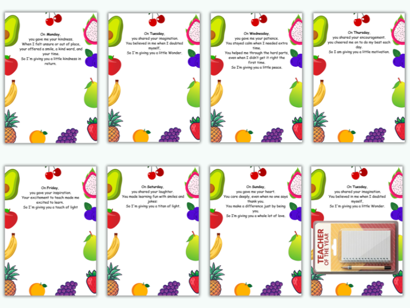 Teacher Appreciation Gift PDF Pack