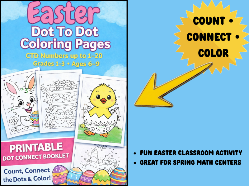 Easter Dot-to-Dot Printable Activity Pages for Kids Grades 1–3 ...