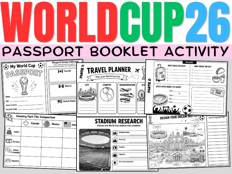 World Cup 2026 Passport Booklet Activities | Geography, Maps, Flags & Country Research