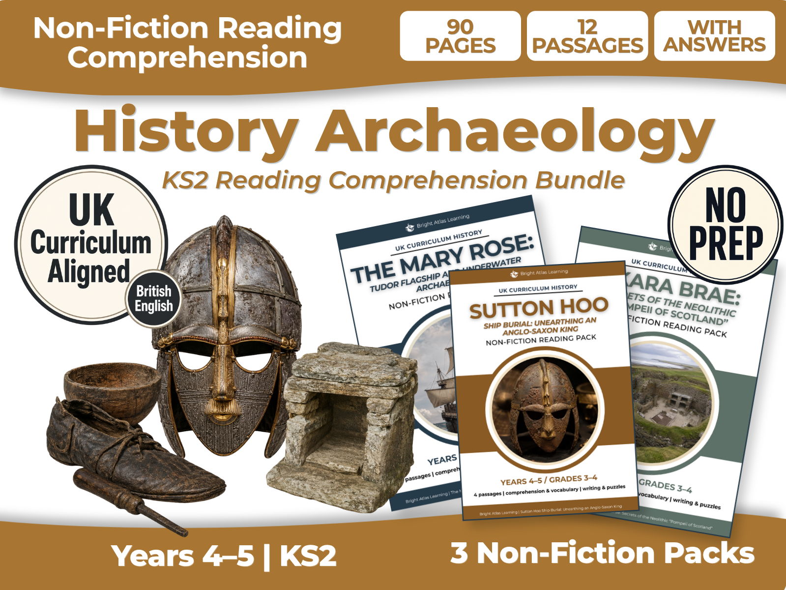 History Archaeology KS2 Reading Comprehension Bundle | 3 Non-Fiction Packs | Years 4–5